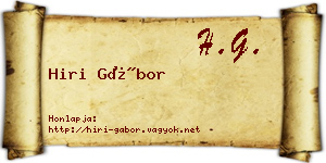 Hiri Gábor névjegykártya